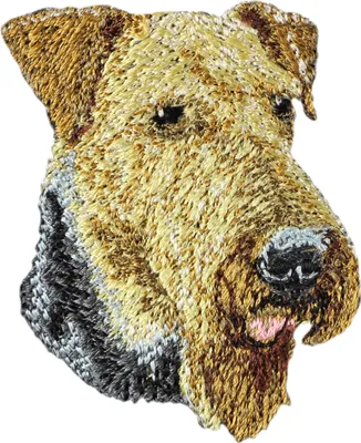 Image de Airedale terrier - écusson en forme de chien, écusson brodé, décoration unique pour sac à dos de la marque Art-Dog
