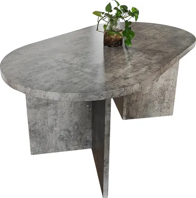 Produktbild von Esstisch 160 x 90 cm Holz Graue-Optik gerade Kante oval V-Gestell OVI