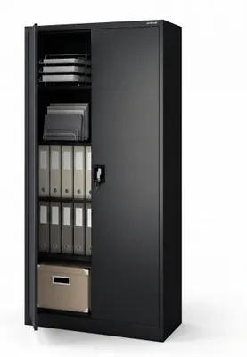 Produktbild von Büroschrank C001 Aktenschrank Lagerschrank Mehrzweckschrank Metallschrank 4 Fachböden Pulverbeschichtung Stahlblech 185 cm x 90 cm x 40 cm, Farbe: Schwarz