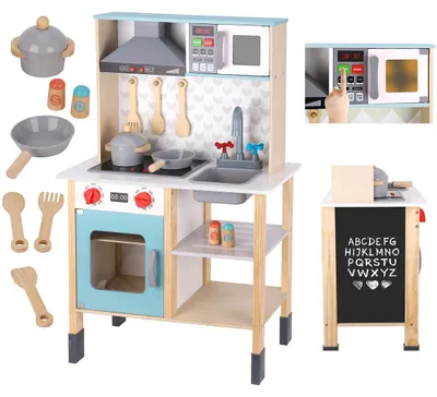 Image de Tooky Toy Grande Cuisine En Bois Pour Enfants 10 Pièces