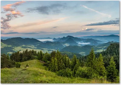 Produktbild von Tulup® Glas-Bild - 100 x 70 - Wandbild aus Glas - Wandkunst - Wandbild hinter gehärtetem Sicherheitsglas - Landschaften - Pieninen-Panorama - Grün