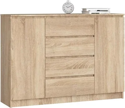 Zdjęcie produktu dla BDW, komoda z 4 szufladami, 139x40x99 cm, K140, dąb sonoma