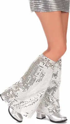Produktbild von Disco Beinstulpen mit Pailletten für Erwachsene silber - Einheitsgröße