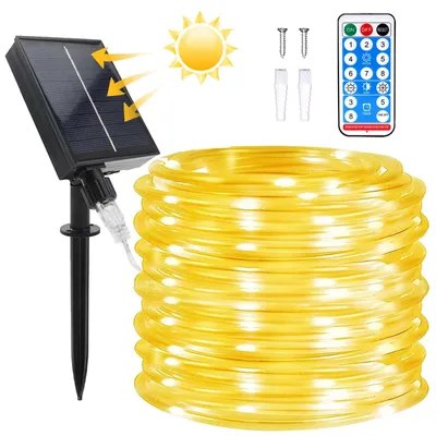 Solar-Lichtslinger 200 LEDs 8 Modi 22 m warmweiß wasserdicht