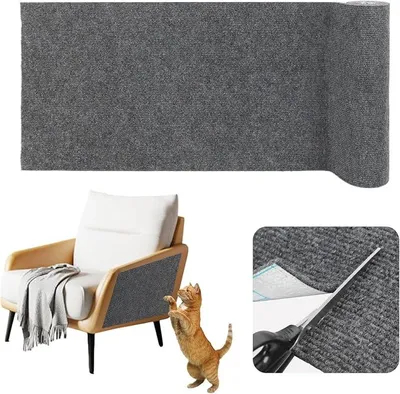 Produktbild von PolkaHome® Kratzmatte für Katzen, selbstklebende Kratzfolie, Kratzschutz für Sofa, Wand, Ecken und Teppich, zuschneidbar (Dunkelgrau, 40