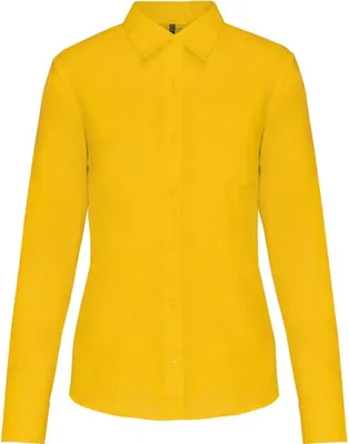 Produktbild von Kariban Damen Bluse Langarm Longbluse Stretch Business Hemd tailliert, Größe:L, Farbe:Gelb