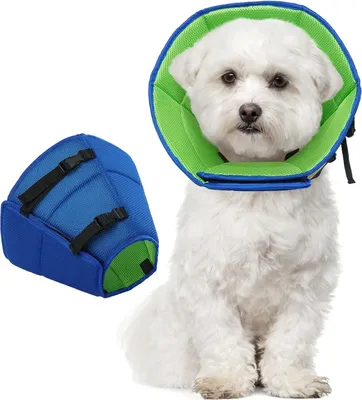 Produktbild von Halskrause Hund, Bequem leckschutz Hund, Schutzmaßnahmen schutzkragen Hund, Einstellbar hundekragen, Hunde Halskrause Leckschutz für Hunde，Vorbeugung von Biss- und Leckwunden，Blau S