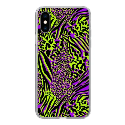 Produktbild von MuchoWow® Handyhülle Schutzhülle Hülle für iPhone X Tiermuster - Zebra - Neon - Lila Silikon Softcase Handy Hülle - Handyhülle