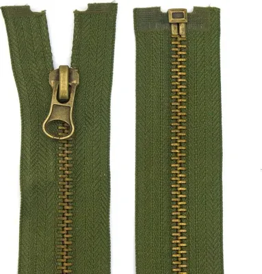 Produktbild von Reißverschluss Metall 5 mm teilbar 45 cm Olivgrün