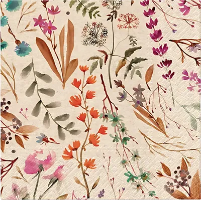 Zdjęcie produktu dla PAW DECOR Serwetki Dekoracyjne Kwiaty Bibuła Wielokolorowy 33x33cm 20 SZT