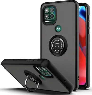 Produktbild von Moto G Stylus 5G Hülle, Ring Halter Ständer Matte Transluzent TPU Rahmen Stoßfest Schutzhülle für Motorola Moto G Stylus 5G Schwarz