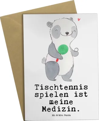 Produktbild von Mr. & Mrs. Panda Klappkarte Panda Tischtennis - Weiß - Geschenk, einladungskarten, osterkarten, weihnachtskarten, Ballsport, Bund, Glückwunschkarte, osterkarte, Verein