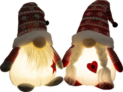 Produktbild von Wichtel mit LED 42cm (50cm)m 2er Set Dekofigur Weihnachten
