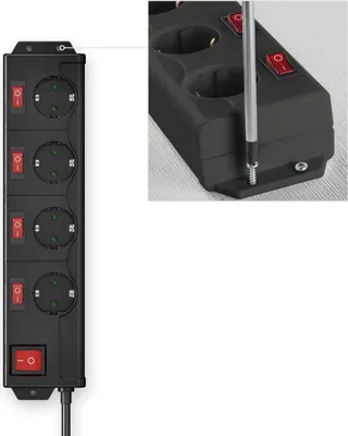 Imagen del producto de hama 223122: regleta de enchufes múltiple (4 enchufes) con interruptor, 1,4 metros, color negro