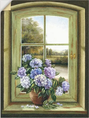 Produktbild von ARTland Wandbild, selbstklebend Hortensien am Fenster Größe: 45x60 cm