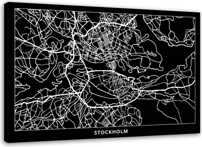 Produktbild von Leinwandbild stockholm - stadtplan 90x60 cm Feeby grau wandbild bereit zum aufhängen