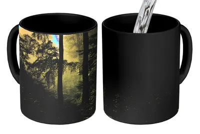 Obrázek produktu pro MuchoWow® Kouzelný pohár Les - Stromy - Zelená - Rostliny - Listy 350 ml Barva měnící se pohár Dárkový nápad - foto hrnek