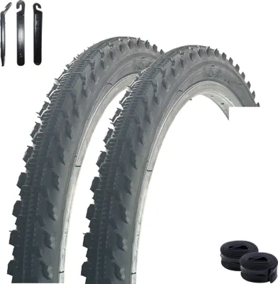 Zdjęcie produktu dla 2 x opony rowerowe VEE Rubber V185 24" czarne 47-507 (24 x 1,75) + 2 x pasujące dętki DV wraz z łyżką do opon maxxi4you