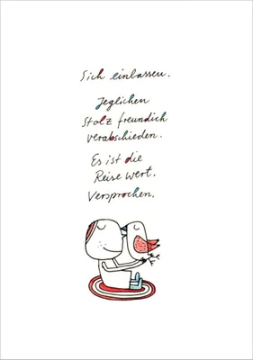 Produktbild von Postkarte Karindrawings "Sich einlassen. Jeglichen Stolz freundlich ..."