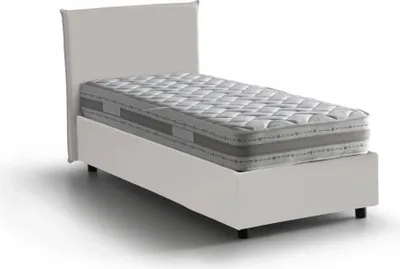 Produktbild von Einzelbett Dantov, Containerbett mit Kunstlederbezug, 100%  Italy, Frontöffnung, inklusive Matratze Cm 80x190, Weiß