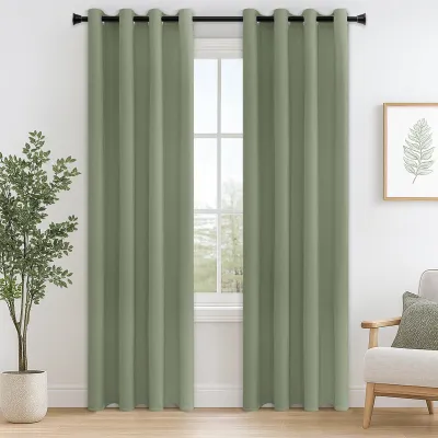Thermogardinen 2er-Set 235x140 cm Grün Sichtschutz