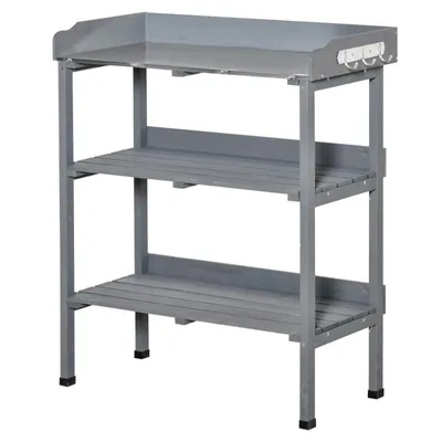 Produktbild von Pflanztisch – Gärtnertisch – Blumenständer – Gartentisch – Gartenwerkbank – Pflanztisch – Gartentisch – mit Ablagefach – 76 x 37 x 89 cm – Grau