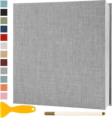 Produktbild von Fotoalbum Selbstklebendes 28x27 Fotobuch, 60 Seiten Grau | Großes Scrapbook-Baby-Gästebuch