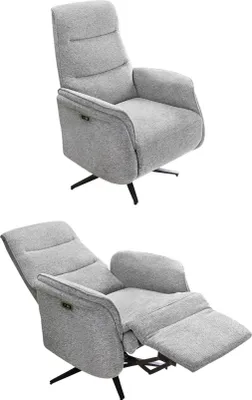 Produktbild von Relax-Fernsehsessel TV zwei-motorisch elektrisch Heizung Massage Chenille Grau / 15600