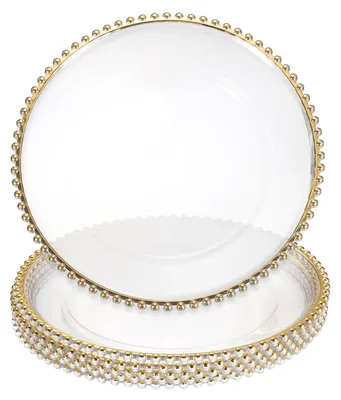 6 runde Kunststoff-Servierplatten 33 cm lichtgold