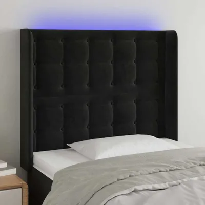 Produktbild von Möbel LED Kopfteil Schwarz 83x16x118/128 cm Samt - Kopfteile 3124514