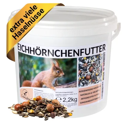 Produktbild von Canifee Eichhörnchenfutter - ganzjähriges Wildtierfutter im 2.2kg Eimer