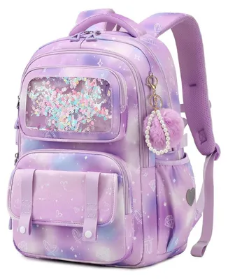 Immagine prodotto di Zaino per bambine, zaino per bambini, ergonomico, colore viola, idrorepellente, dimensioni 44x30x20 cm
