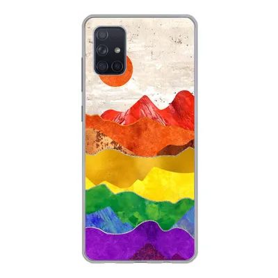 Produktbild von MuchoWow® Handyhülle Schutzhülle Hülle für Samsung Galaxy A71 Regenbogen - Marmor - Stolz Silikon Softcase Handy Hülle - Kartenbesitzer