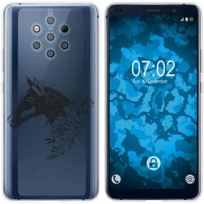 Produktbild von PhoneNatic Case kompatibel mit  Nokia 9 PureView Silikon-Hülle Floral Pferd M5-1
