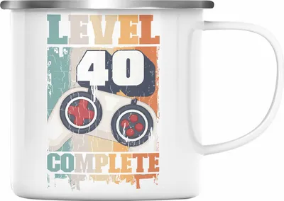 Produktbild von Trendation -  40. Geburtstag Emaille Tasse Mann Geschenk 40er Geschenkidee 40 Mutter Vater Männer Lustig Geschenke Gamer (Silber)