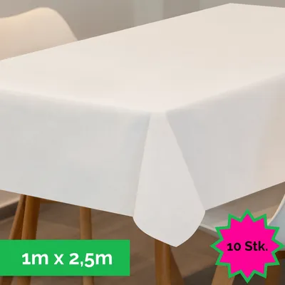 Produktbild von Sensalux Tischdecke, abwaschbar, Vorteilspack, 10 Stück, 1m x 2,5m, Weiß