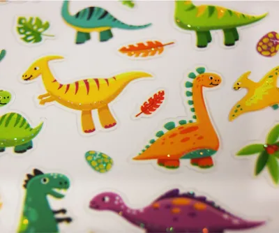 Produktbild von Aufkleber - Lustige Dinosaurier - Glitter - 1,8 cm