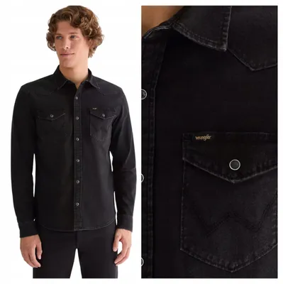 Obrázok produktu pre Wrangler | Pánska košeľa, westernový štýl, čierna, klasický dizajn, bežný strih, materiál: bavlna, regular fit, veľkosť 3XL