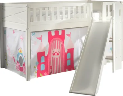 Produktbild von Spielbett >SCOTT< in Weiß Textilset Princess - 207,6x114x203,7 (BxHxT)