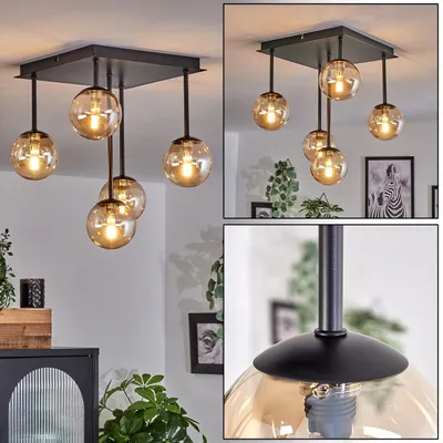 Produktbild von Isorella Deckenlampe aus Metall/Glas in Schwarz/Bernsteinfarben