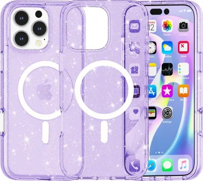 Produktbild von iPhone 16 Pro Hülle - Coverup Glitter TPU Back Cover - MagSafe Compatible - Violett