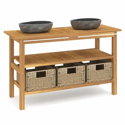 Immagine prodotto di Mobile Vanità Bagno con Lavandini Pietra Fiume Massello di Teak