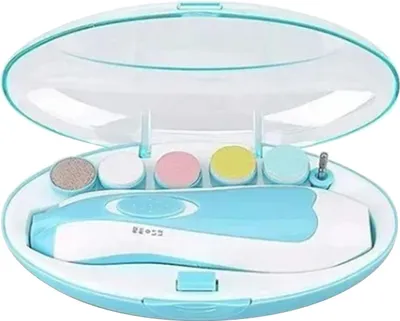 Produktbild von Elektrische Baby-Nagelfeile, 6 austauschbare Schleifköpfe, leiser, sicherer Säuglingstrimmer mit LED-Licht für Erwachsene, Blau