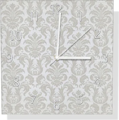 Produktbild von Wallario Design Wanduhr Königliche Schnörkelei in weiß und beige aus Aluverbund, Größe 30 x 30 cm