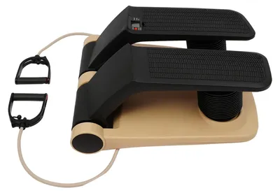 Image de Mini stepper - Stepper rotatif - Avec élastiques de résistance - Silencieux - Portable - Pédales antidérapantes - Entraînement à domicile pour les jambes et les bras