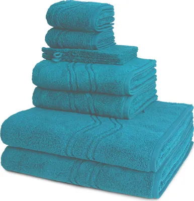 Produktbild von Ross Cashmere feeling 2 X Wasch- 2 X Gäste- 2 X Dusch- 2 X Handtuch im Set Walkfrottee aus Baumwolle 520 g/m², Weich saugstark mit Aufhänger Kordel, Wellenmuster und gewebte Bordüre elegant