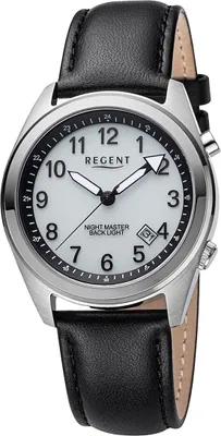 Produktbild von Regent Leder Herren Uhr Armbanduhr Quarz schwarz Lederarmband D2URBA772