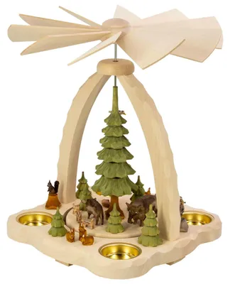 Produktbild von Heydenreich Erzgebirge Pyramide für Teelichte 27 cm, Modell:mit Wildschweinrotte farbig