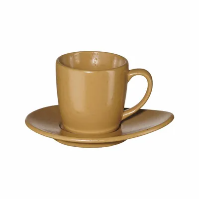 Produktbild von ASA Selection Cuba Ocra Espressotasse mit Unterer, Espresso Tasse, Kaffeetasse, Untertasse, Steinzeug, Gelb, 60 ml, 1231429