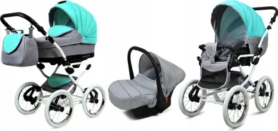 Obrázek produktu pro BabyLux® Margaret White | Kocárek 3v1 Set | Mint | Kocárek Kombi | Kocárkový set | Bugg